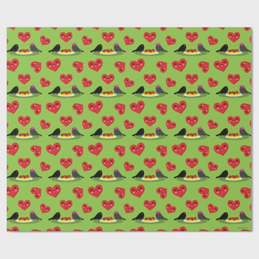 Spaghetti Meatballs Romantisches Datumsmuster Geschenkpapier (Flach)