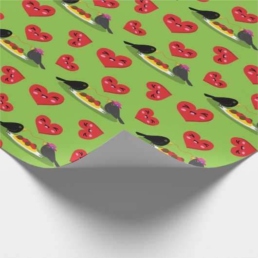 Spaghetti Meatballs Romantisches Datumsmuster Geschenkpapier (Ecke)