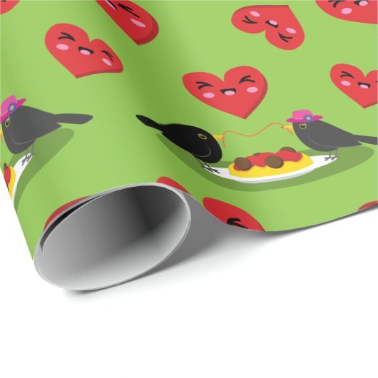 Spaghetti Meatballs Romantisches Datumsmuster Geschenkpapier (Rolleneckpunkt)