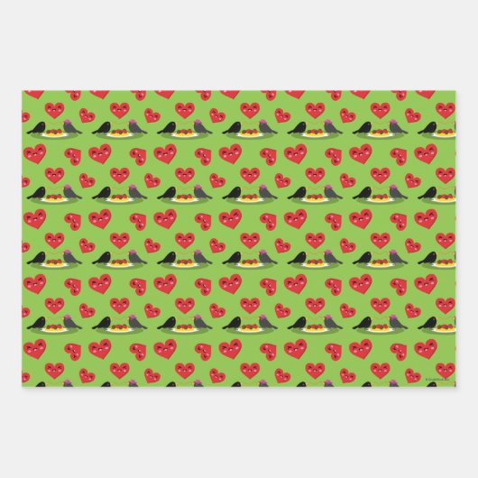 Spaghetti Meatballs Romantisches Datumsmuster Geschenkpapier Set (Vorderseite 3)