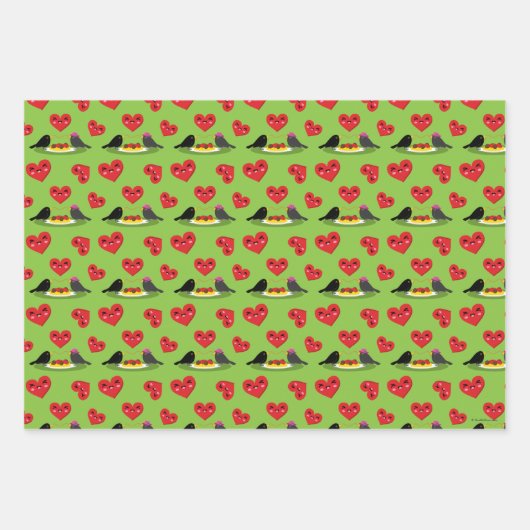 Spaghetti Meatballs Romantisches Datumsmuster Geschenkpapier Set (Vorderseite)