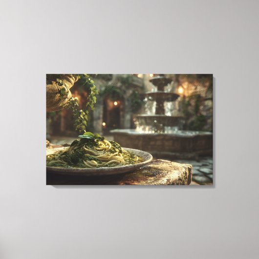 Spaghetti mit Broccoli Rabe Leinwanddruck (Vorderseite)