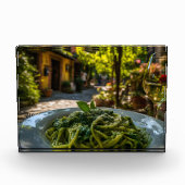 Spaghetti mit Creamy Spinach Sauce Fotoblock (Vorderseite)