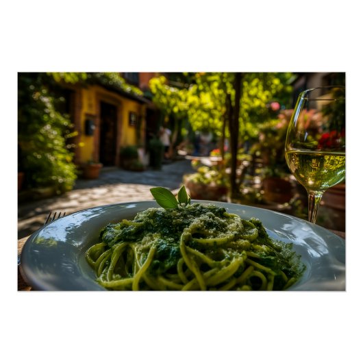 Spaghetti mit Creamy Spinach Sauce Poster (Vorderseite)
