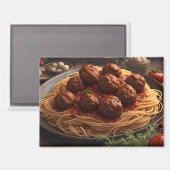 Spaghetti mit Fleischklößchen Magnet (Vorderseite/Rückseite)