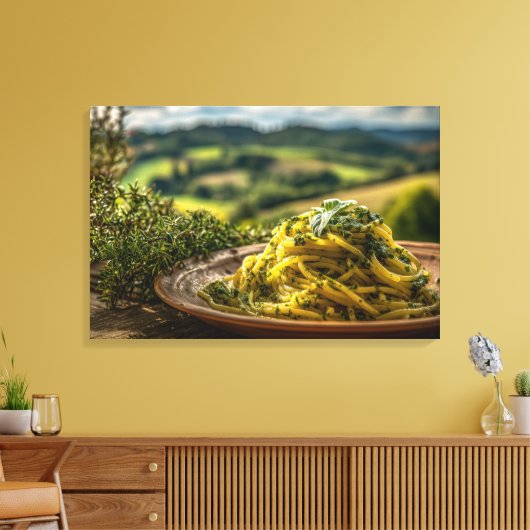 Spaghetti mit frischen Kräutern Leinwanddruck (Insitu (Wohnzimmer))