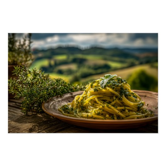 Spaghetti mit frischen Kräutern Poster (Vorderseite)