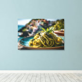 Spaghetti mit Lemon Basil Pesto - Coastal Terrace Leinwanddruck (Insitu (Holzboden))