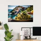 Spaghetti mit Lemon Basil Pesto - Coastal Terrace Poster (Heimbüro)