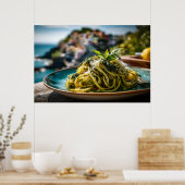 Spaghetti mit Lemon Basil Pesto - Coastal Terrace Poster (Küche)