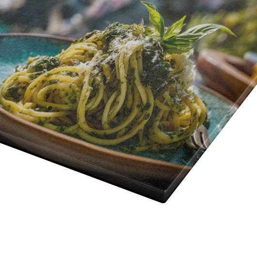 Spaghetti mit Lemon Basil Pesto - Coastal Terrace Schneidebrett (Ecke)