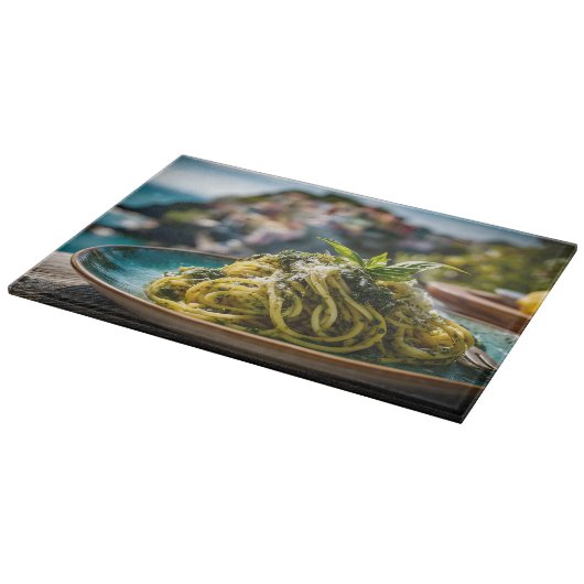 Spaghetti mit Lemon Basil Pesto - Coastal Terrace Schneidebrett (Ecke)