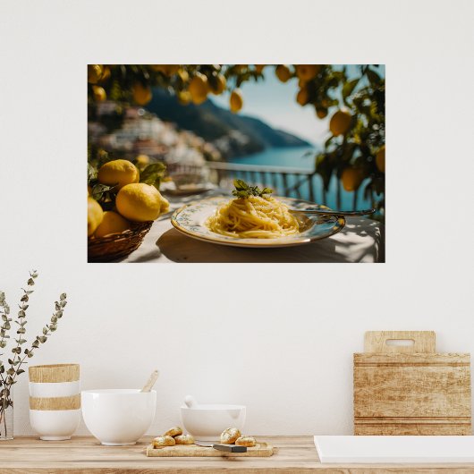 Spaghetti mit Lemon Cream Sauce Poster (Küche)