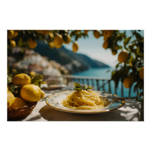 Spaghetti mit Lemon Cream Sauce Poster
