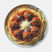 Spaghetti mit Meatballs Abendessen Magnet (Vorne)