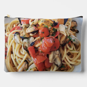 Spaghetti mit Mussels & Cherry Tomaten Food Pouc Zubehörtasche