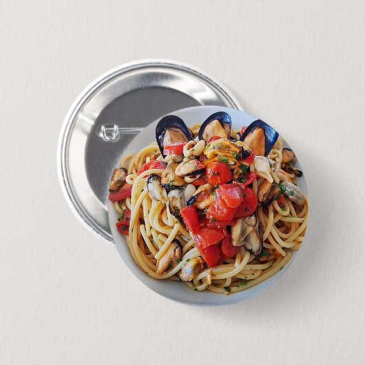 Spaghetti mit Mussels & Cherry Tomato Food Hintern Button (Vorne & Hinten)
