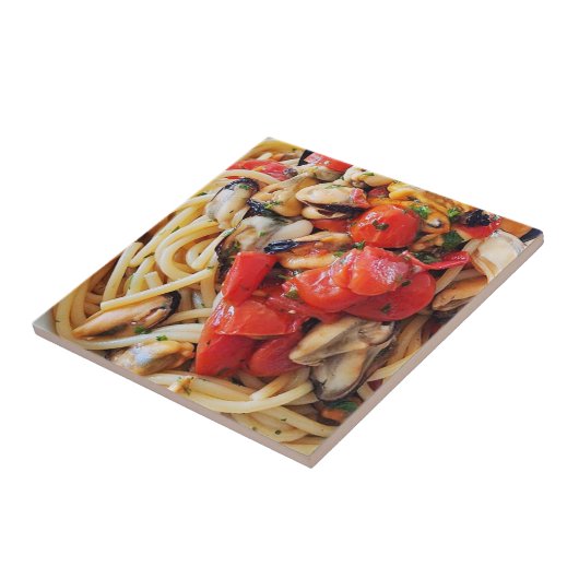 Spaghetti mit Mussels Keramik Tile Fliese (Seite)