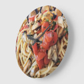 Spaghetti mit Mussels Tomaten Wall Clock Große Wanduhr (Winkel)