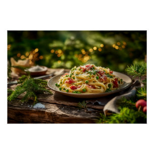 Spaghetti mit Sardinen und Fennel Poster