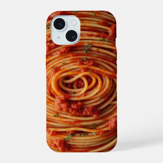 Spaghetti mit Tomatensauce iPhone 15 Hülle (Rückseite)