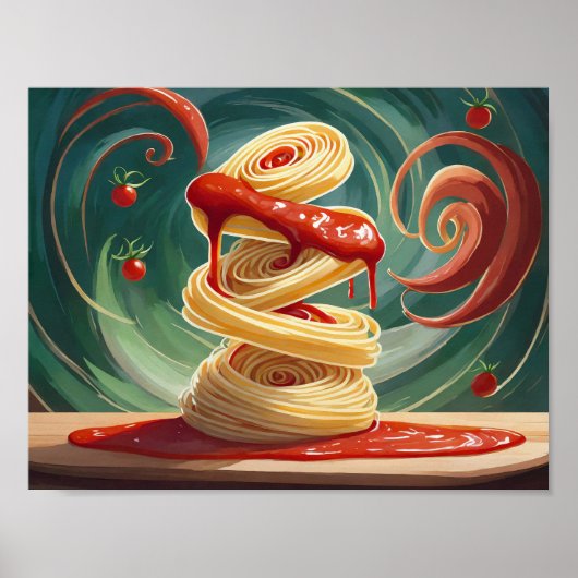 Spaghetti mit Tomatensoße Wirbelwind Poster (Vorne)