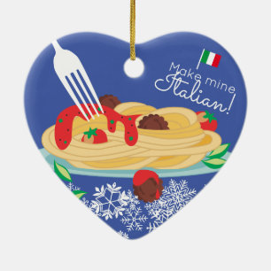 Spaghetti Nudeln mit italienischer Küche Weihnach Keramik Ornament