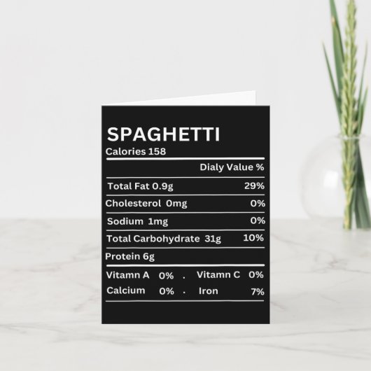 Spaghetti Nutrition Fakten Funny Erntedank Nutri Karte (Vorderseite)