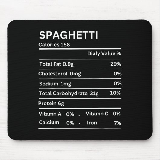 Spaghetti Nutrition Fakten Funny Erntedank Nutri Mousepad (Vorne)