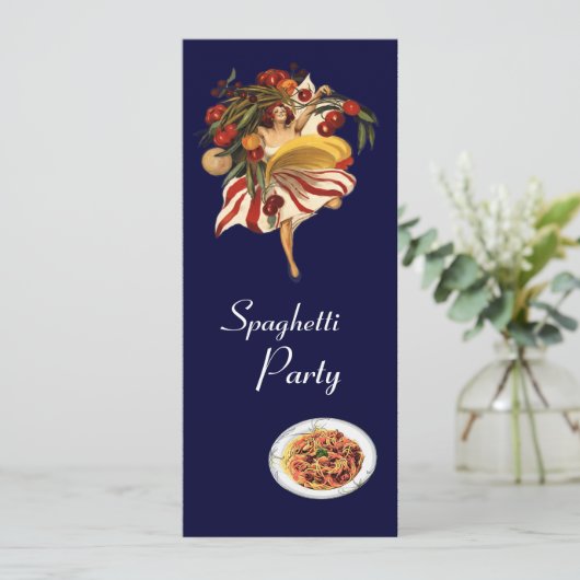 SPAGHETTI PARTY DANCE, ITALIENISCHE KÜCHE UND TOMA EINLADUNG (Stehend Vorderseite)