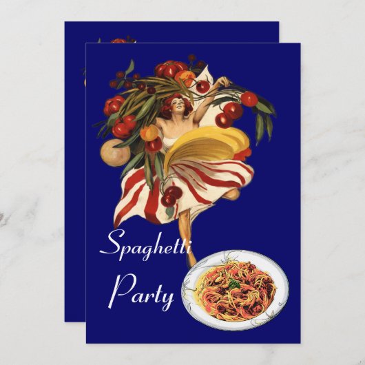 SPAGHETTI PARTY DANCE, ITALIENISCHE KÜCHE UND TOMA EINLADUNG (Vorne/Hinten)