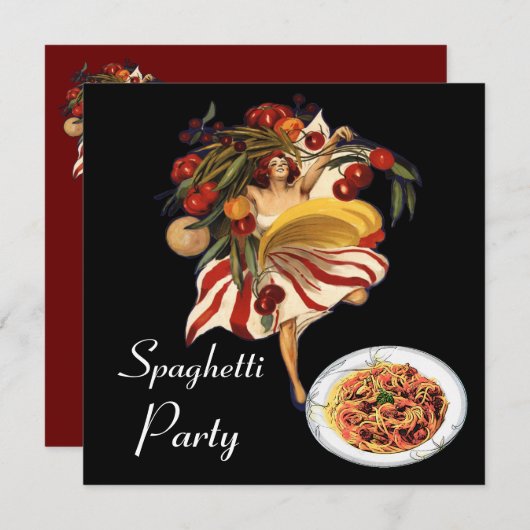 SPAGHETTI PARTY DANCE, ITALIENISCHE KÜCHE UND TOMA EINLADUNG (Vorne/Hinten)