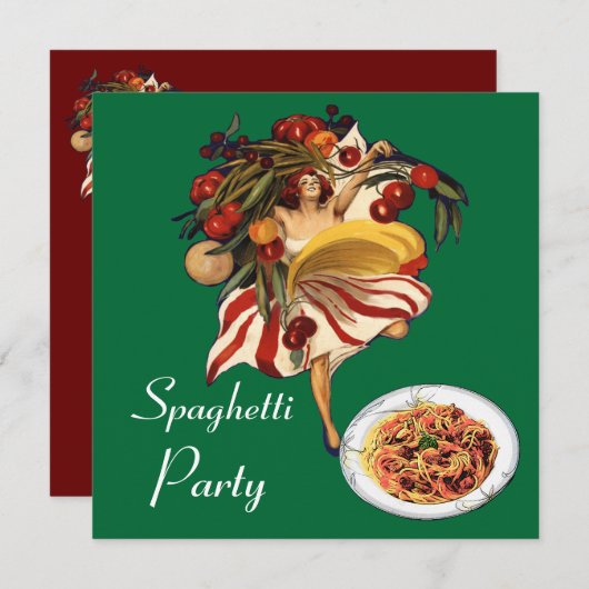 SPAGHETTI PARTY DANCE, ITALIENISCHE KÜCHE UND TOMA EINLADUNG (Vorne/Hinten)