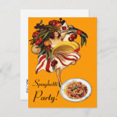 SPAGHETTI PARTY DANCE, ITALIENISCHE KÜCHE UND TOMA EINLADUNGSPOSTKARTE (Vorne/Hinten)