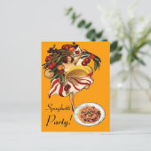 SPAGHETTI PARTY DANCE, ITALIENISCHE KÜCHE UND TOMA EINLADUNGSPOSTKARTE (Stehend Vorderseite)