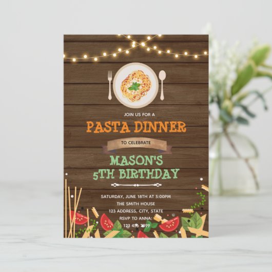 Spaghetti Party Einladung (Stehend Vorderseite)