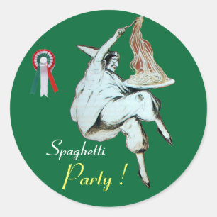 SPAGHETTI PARTY ITALIAN KITCHEN, RESTAURANT, grün Runder Aufkleber