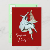 SPAGHETTI PARTY ITALIEN KÜCHE, RESTAURANT rot Postkarte (Vorne/Hinten)