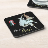 SPAGHETTI PARTY ITALIEN KÜCHE, RESTAURANT, schwarz Getränkeuntersetzer (Linke Seite)