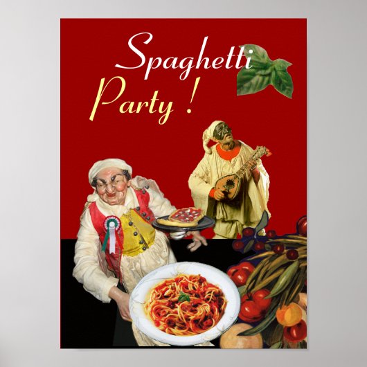 SPAGHETTI PARTY, Italienische Küche, Koch, Pulcine Poster (Vorne)