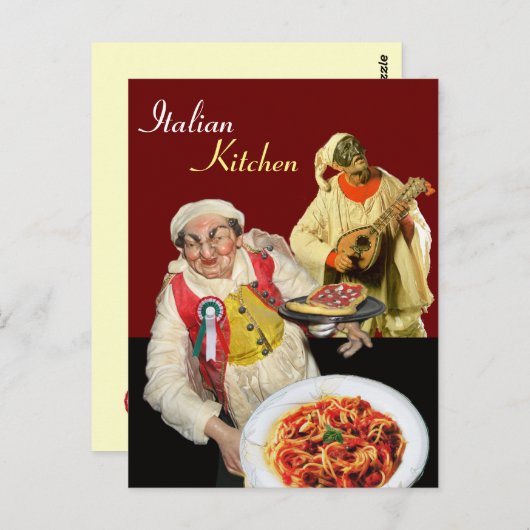 SPAGHETTI PARTY, Italienische Küche Koch Recipe Re Postkarte (Vorne/Hinten)