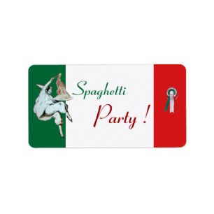 SPAGHETTI PARTY ITALIENISCHE KÜCHE, RESTAURANT grü Adressaufkleber