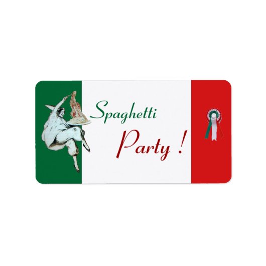 SPAGHETTI PARTY ITALIENISCHE KÜCHE, RESTAURANT grü Adressaufkleber (Vorne)