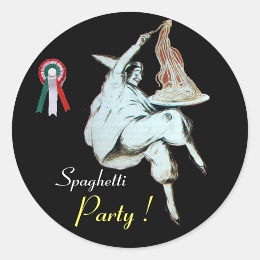 SPAGHETTI PARTY ITALIENISCHE KÜCHE, RESTAURANT sch Runder Aufkleber (Vorderseite)