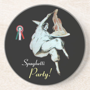 SPAGHETTI-PARTY, ITALIENISCHE KÜCHE, rot schwarz w Untersetzer