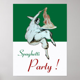 SPAGHETTI PARTY, ITALIENISCHE KÜCHE, rot-weiß Poster