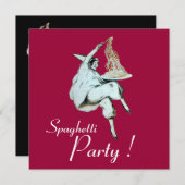 SPAGHETTI PARTY, ITALIENISCHE KÜCHE Rotes Abendess Einladung (Vorne/Hinten)
