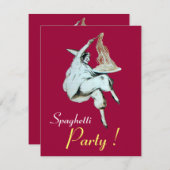 SPAGHETTI PARTY, ITALIENISCHE KÜCHE Rotes Abendess Einladung (Vorne/Hinten)