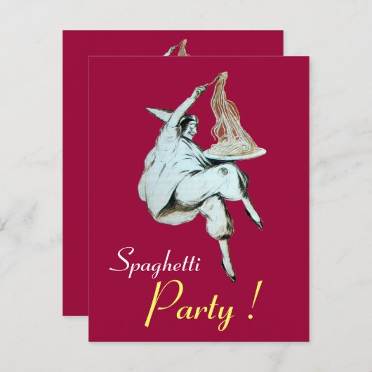 SPAGHETTI PARTY, ITALIENISCHE KÜCHE Rotes Abendess Einladung (Vorne/Hinten)