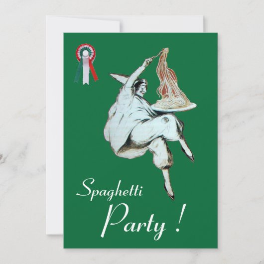 SPAGHETTI PARTY, ITALIENISCHES KÜCHE Rotes grünes  Einladung (Vorderseite)
